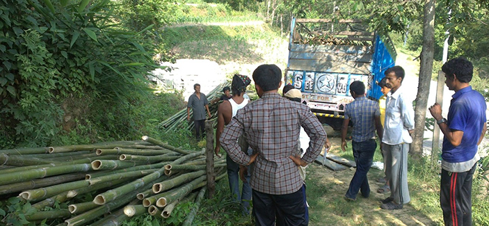 Demonstration on building a Bamboo house in Gundu